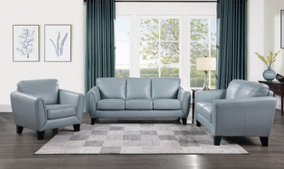 Show details for Genuine leather Aqua Sofa, Loveseat and Chair Picture of Genuine leather Aqua Sofa, Loveseat and Chair