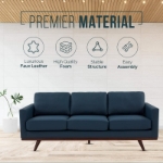 Picture of Wood Base Leather Full Size Navy Blue Sofa