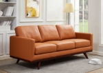 Picture of Wood Base Leather Full Size Cognac Tan Sofa
