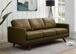 Picture of Wood Base Leather Full Size Green Sofa