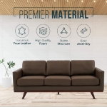 Picture of Taupe, Black, Grey, Navy Blue, Cognac Tan, White, Green Wood Base Leather Full Size Sofa