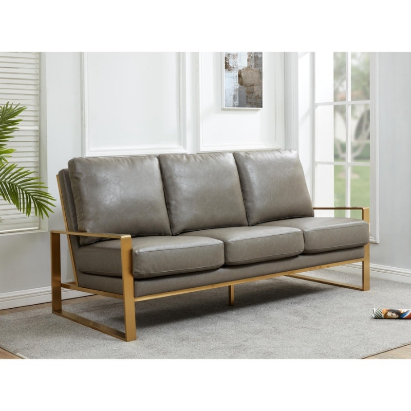 Picture of Gold/Silver Frame Leather Full Size Grey Sofa