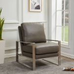 Picture of Grey Arm Chair With Upholstered And Gold/Silver Metal Frame