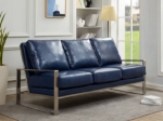 Picture of Gold/Silver Frame Leather Full Size Navy Blue Sofa