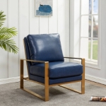 Picture of Navy Blue Arm Chair With Upholstered And Gold/Silver Metal Frame