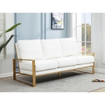 Picture of Gold/Silver Frame Leather Full Size White Sofa