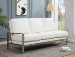 Picture of Gold/Silver Frame Leather Full Size White Sofa