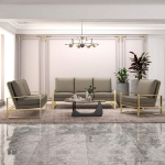 Picture of Gold/Silver Frame Leather Full Size Grey Sofa
