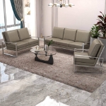 Picture of Gold/Silver Frame Leather Full Size Grey Sofa