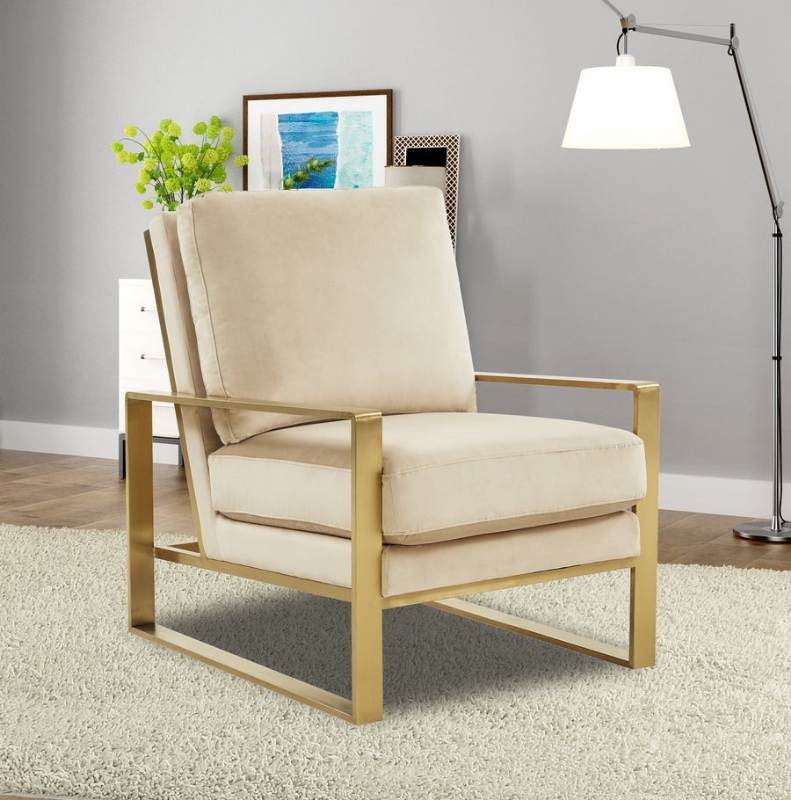 Picture of Beige Velvet Gold/Silver Frame Chair