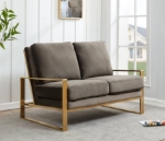 Picture of Dark Grey Velvet Gold/Silver Frame Loveseat