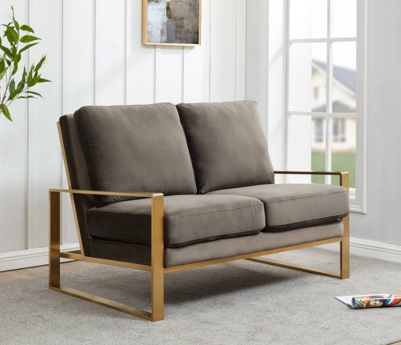 Picture of Dark Grey Velvet Gold/Silver Frame Loveseat