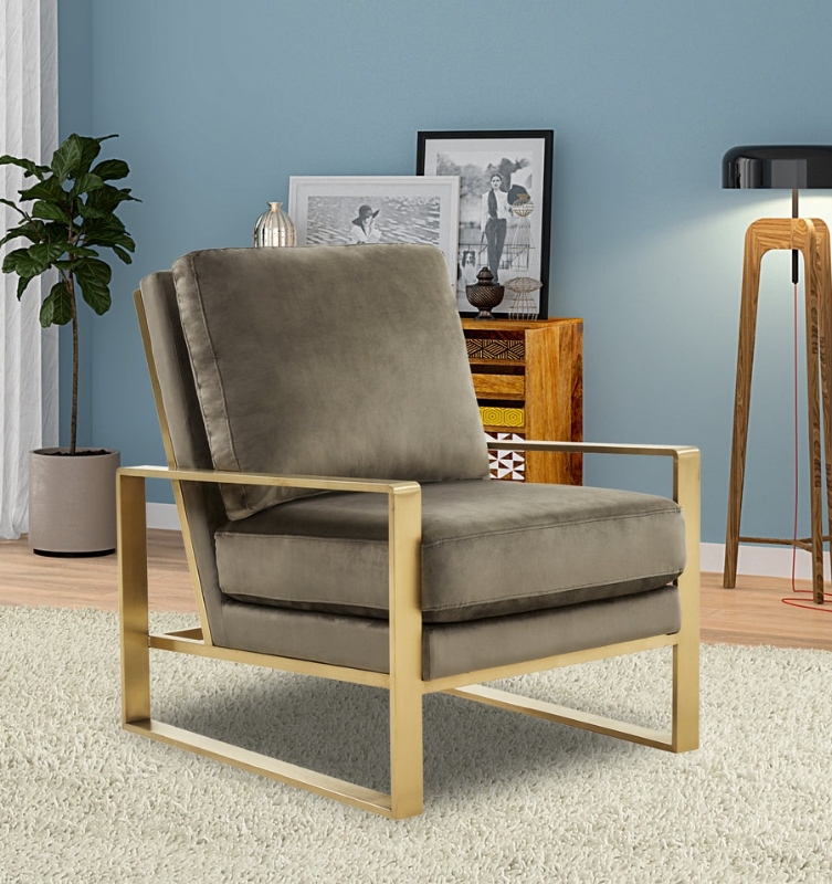 Picture of Dark Grey Velvet Gold/Silver Frame Chair