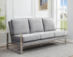 Picture of Light Grey Velvet Gold/Silver Frame Full Size Sofa