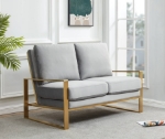Picture of Light Grey Velvet Gold/Silver Frame Loveseat