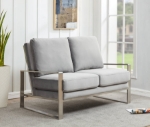 Picture of Light Grey Velvet Gold/Silver Frame Loveseat