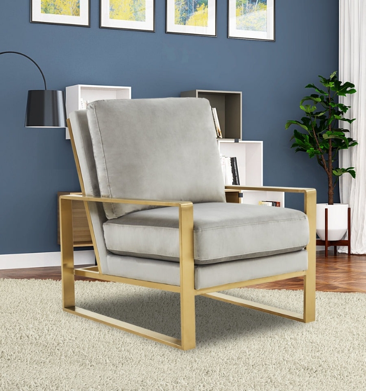 Picture of Light Grey Velvet Gold/Silver Frame Chair