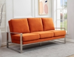 Picture of Orange Velvet Gold/Silver Frame Full Size Sofa