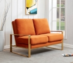 Picture of Orange Velvet Gold/Silver Frame Loveseat