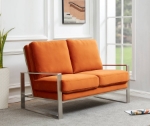 Picture of Orange Velvet Gold/Silver Frame Loveseat
