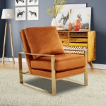 Picture of Orange Velvet Gold/Silver Frame Chair