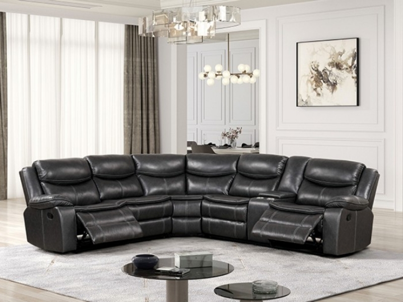 Picture of Leather reclining sectional w/ Storage and 2 Cup holders