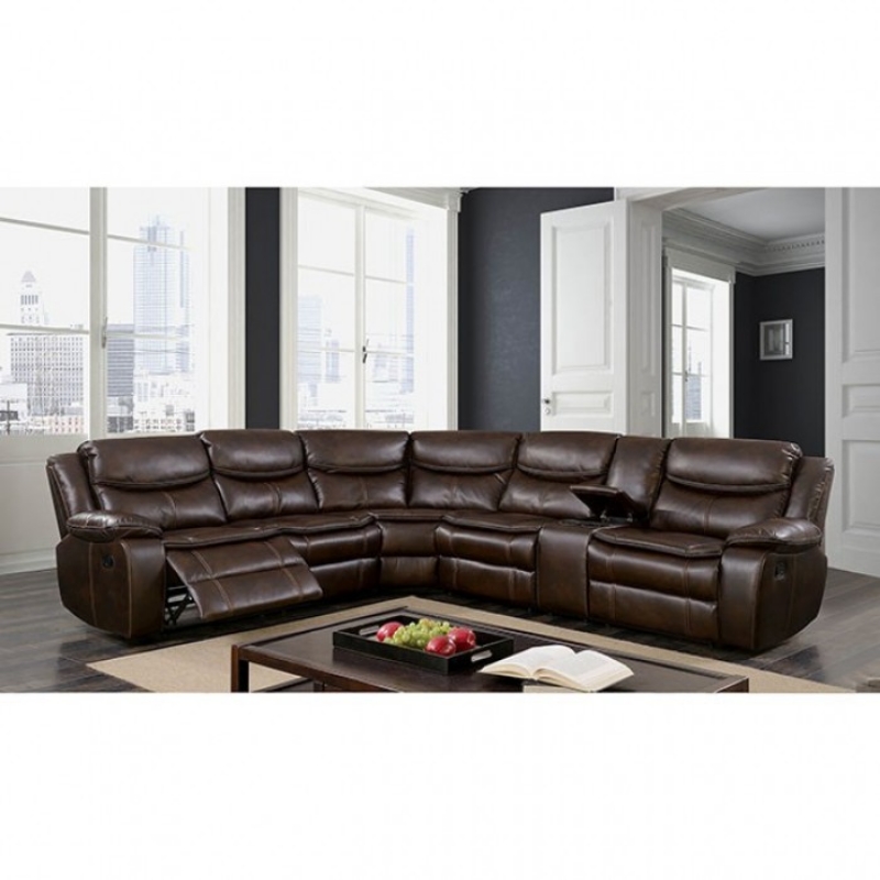 Picture of Leather reclining sectional w/ Storage and 2 Cup holders