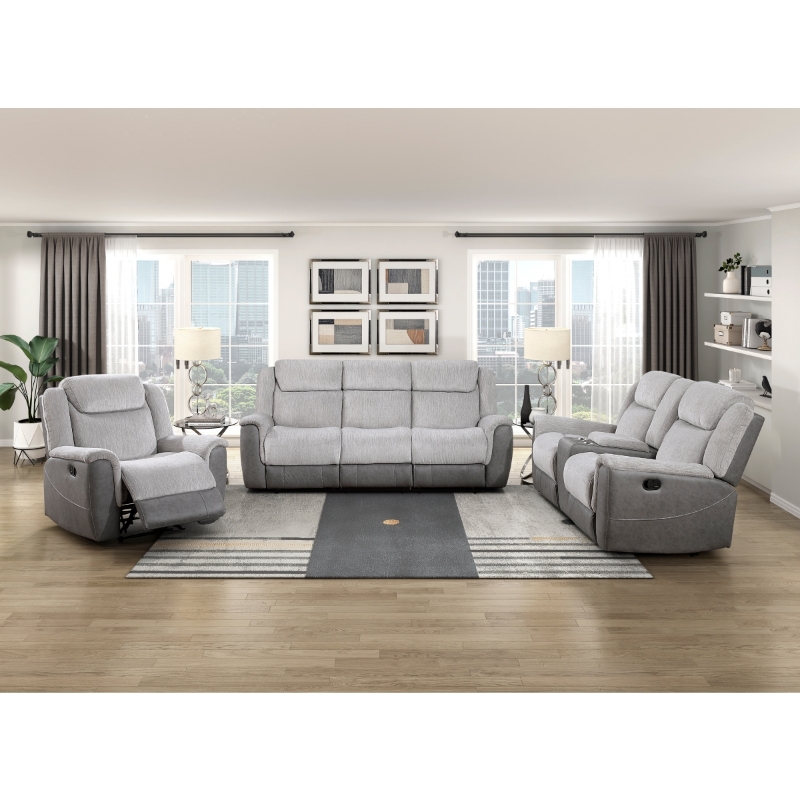 Picture of Grey or White Finish Reclining Sofa, Loveseat and Reclining Chair