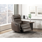 Picture of Genuine leather Dark brown Glider Reclining Chair
