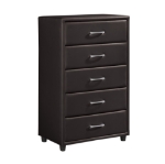 Picture of Dark Brown Leather Twin Bed, Dresser & Mirror, Chest and Nightstand