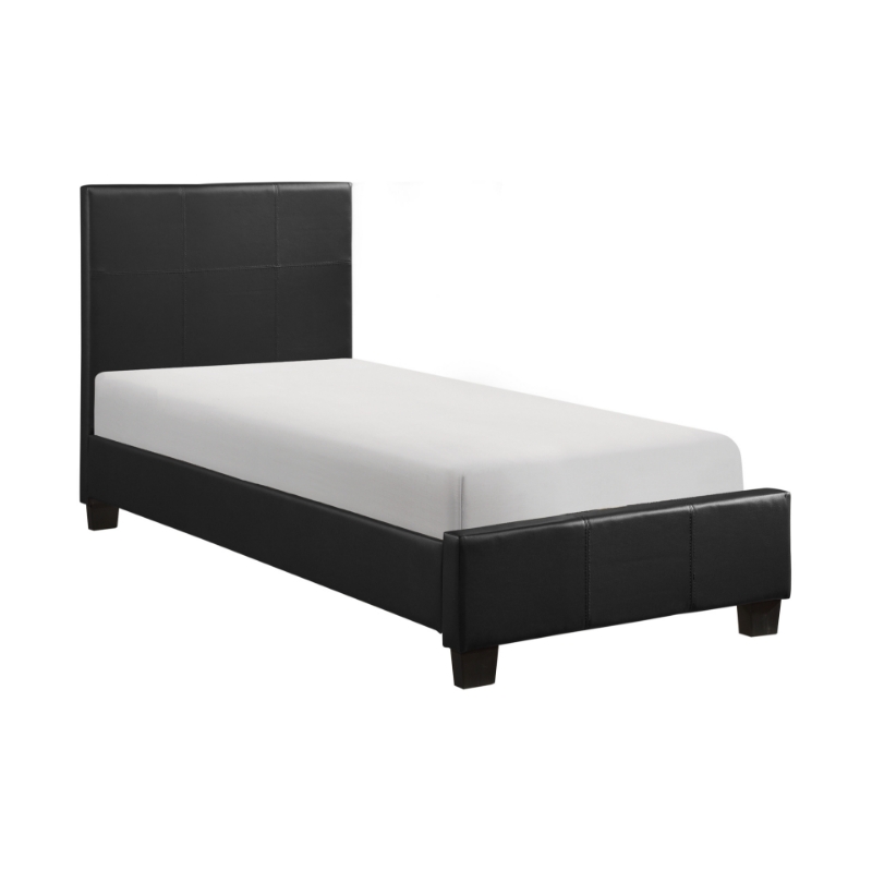 Picture of Black Twin Leather Platform Bed
