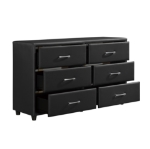 Picture of Black Leather Dresser and Mirror