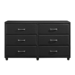 Picture of Black Leather Dresser and Mirror