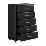 Picture of 29.5" Black Leather 5 Drawer Chest
