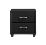 Picture of Black Leather 2 Drawer Night Stand
