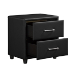 Picture of Black Leather 2 Drawer Night Stand