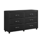 Picture of Black Leather Twin Bed, Dresser & Mirror, Chest and Nightstand