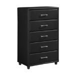 Picture of Black Leather Twin Bed, Dresser & Mirror, Chest and Nightstand