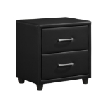 Picture of Black Leather Twin Bed, Dresser & Mirror, Chest and Nightstand