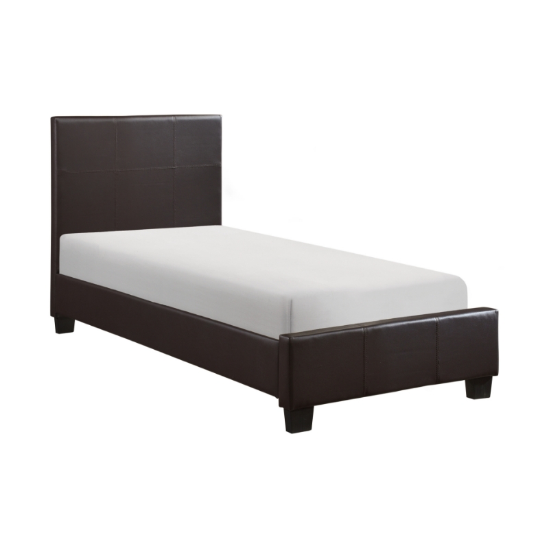 Picture of Dark Brown / Black Twin Leather Platform Bed