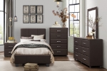 Picture of Dark Brown Twin Leather Platform Bed