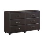 Picture of Dark Brown Leather Dresser and Mirror