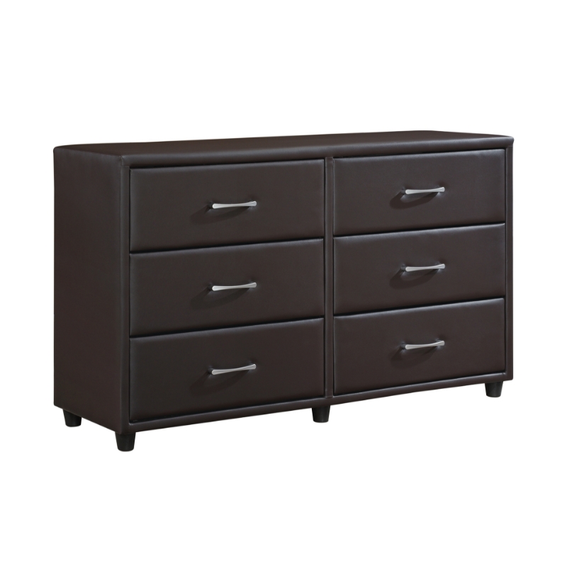 Picture of Dark Brown Leather Dresser and Mirror