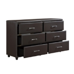 Picture of Dark Brown Leather Dresser and Mirror