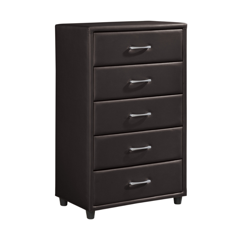 Picture of 29.5" Dark Brown Leather 5 Drawer Chest