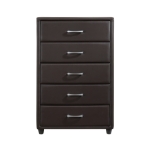 Picture of 29.5" Dark Brown Leather 5 Drawer Chest