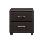 Picture of Dark Brown Leather 2 Drawer Night Stand