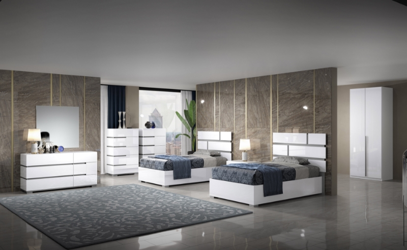 Picture of 5Pc Gloss White Bedroom Set