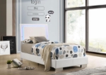 Picture of Wood Twin LED Panel Bed White High Gloss