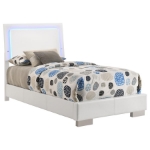 Picture of Wood Twin LED Panel Bed White High Gloss